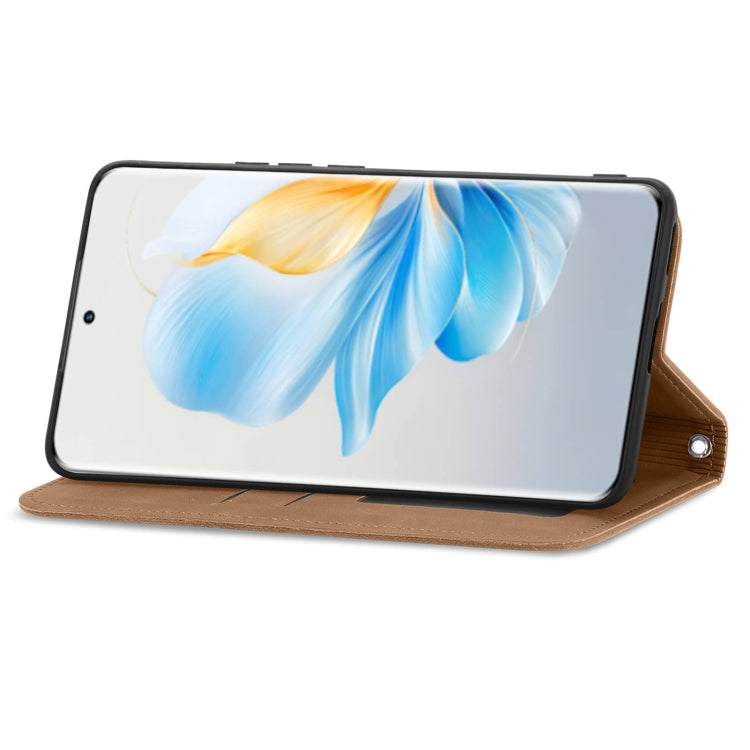 For Honor 100 Retro Skin Feel Magnetic Flip Leather Phone Case(Brown)