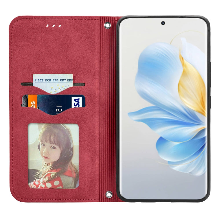 For Honor 100 Retro Skin Feel Magnetic Flip Leather Phone Case(Red)
