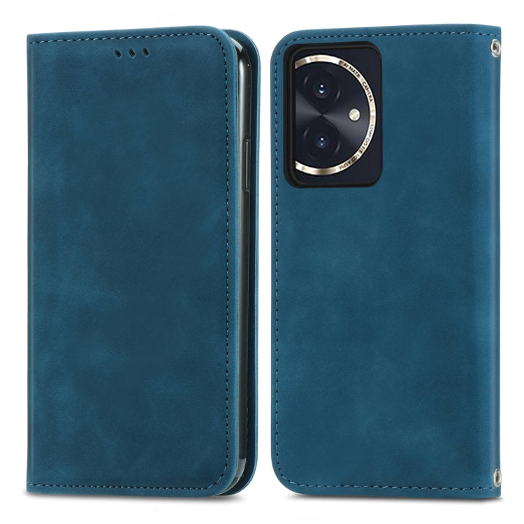 For Honor 100 Retro Skin Feel Magnetic Flip Leather Phone Case(Blue)