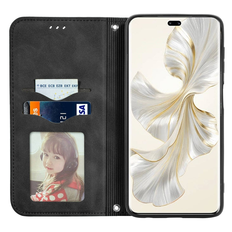 For Honor 100 Pro Retro Skin Feel Magnetic Flip Leather Phone Case(Black)