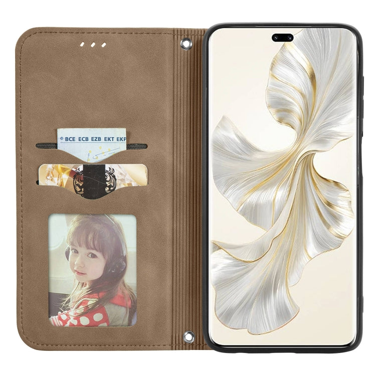 For Honor 100 Pro Retro Skin Feel Magnetic Flip Leather Phone Case(Brown)