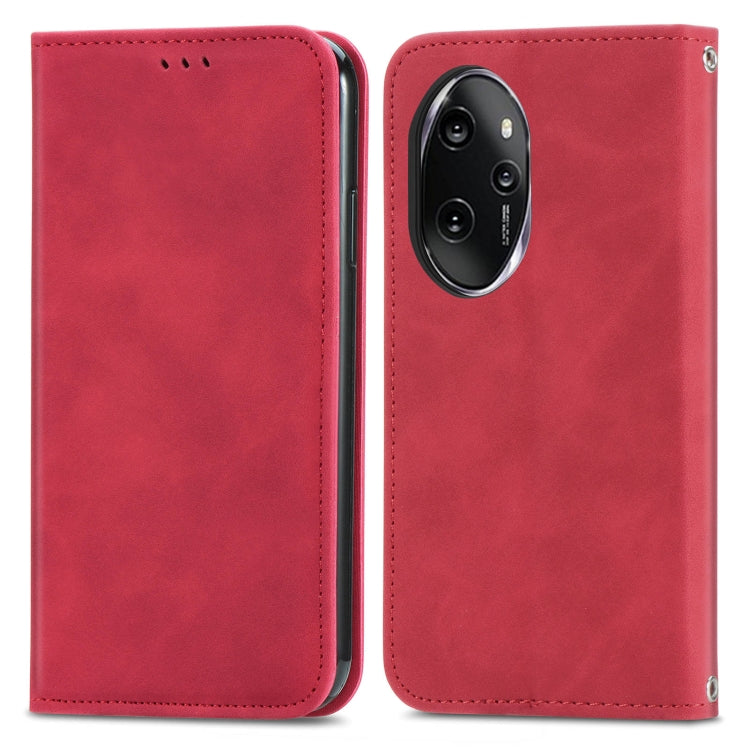For Honor 100 Pro Retro Skin Feel Magnetic Flip Leather Phone Case(Red)