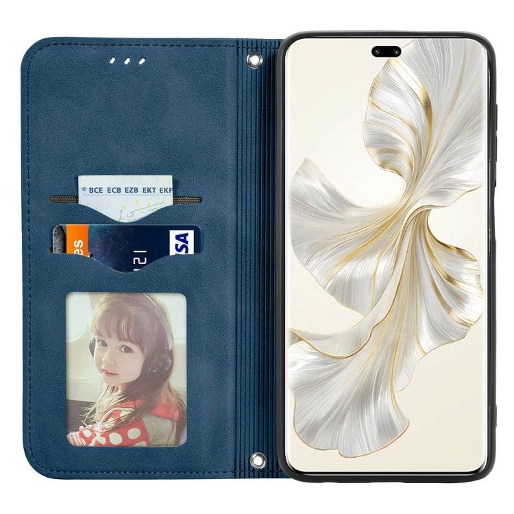 For Honor 100 Pro Retro Skin Feel Magnetic Flip Leather Phone Case(Blue)
