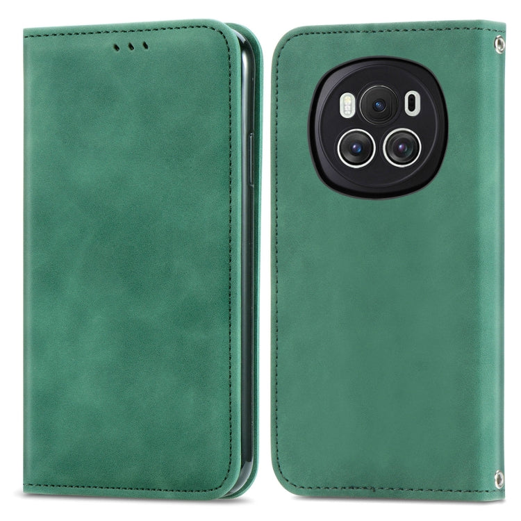 For Honor Magic6 Retro Skin Feel Magnetic Flip Leather Phone Case(Green)