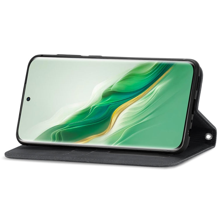 For Honor Magic6 Retro Skin Feel Magnetic Flip Leather Phone Case(Black)