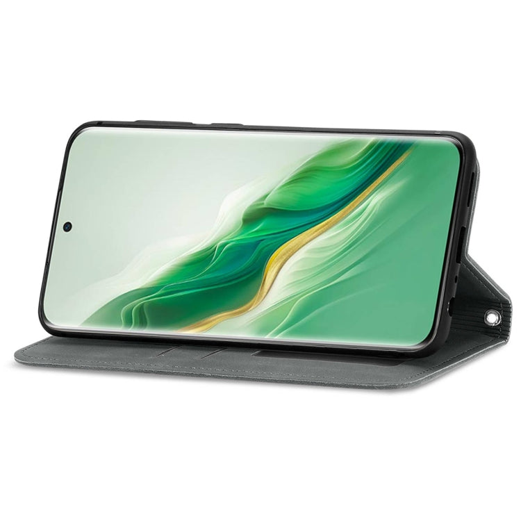 For Honor Magic6 Retro Skin Feel Magnetic Flip Leather Phone Case(Grey)