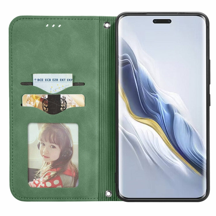 For Honor Magic6 Pro Retro Skin Feel Magnetic Flip Leather Phone Case(Green)