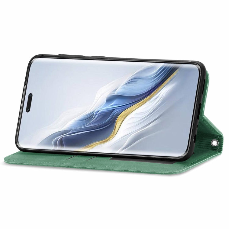 For Honor Magic6 Pro Retro Skin Feel Magnetic Flip Leather Phone Case(Green)
