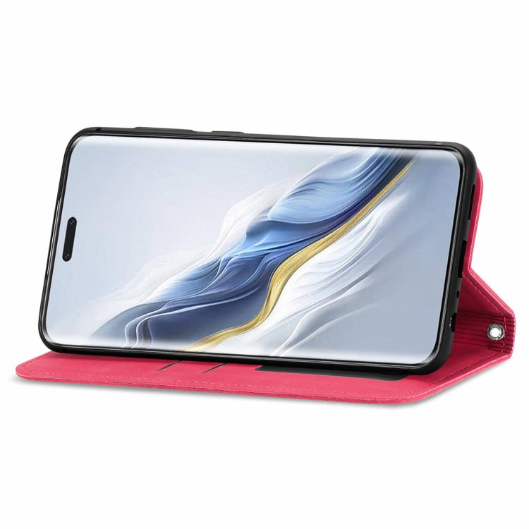 For Honor Magic6 Pro Retro Skin Feel Magnetic Flip Leather Phone Case(Red)