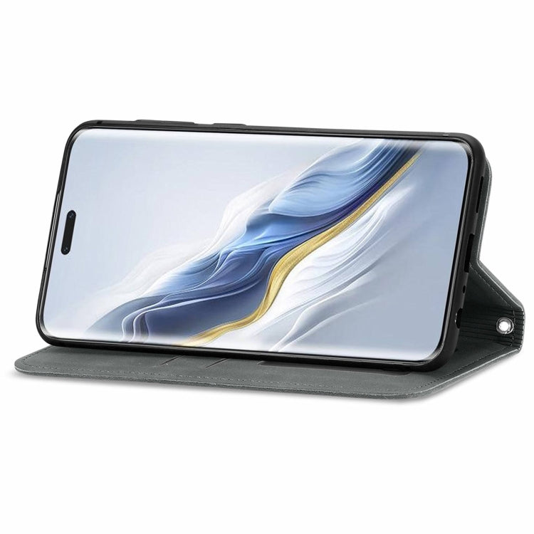 For Honor Magic6 Pro Retro Skin Feel Magnetic Flip Leather Phone Case(Grey)