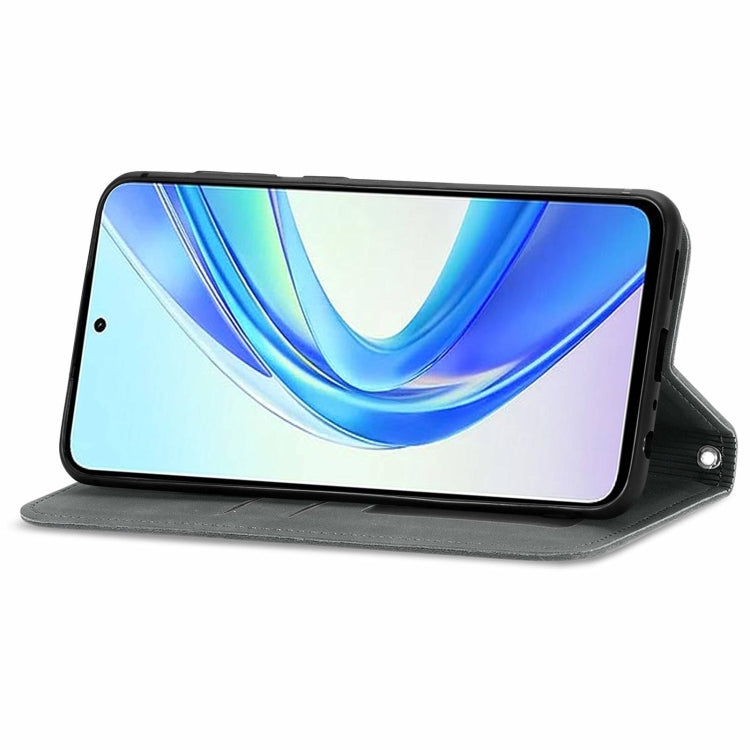 For Honor X7b Retro Skin Feel Magnetic Flip Leather Phone Case(Grey)