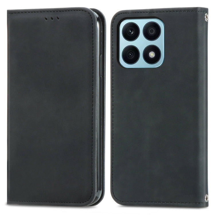 For Honor X8b Retro Skin Feel Magnetic Flip Leather Phone Case(Black)