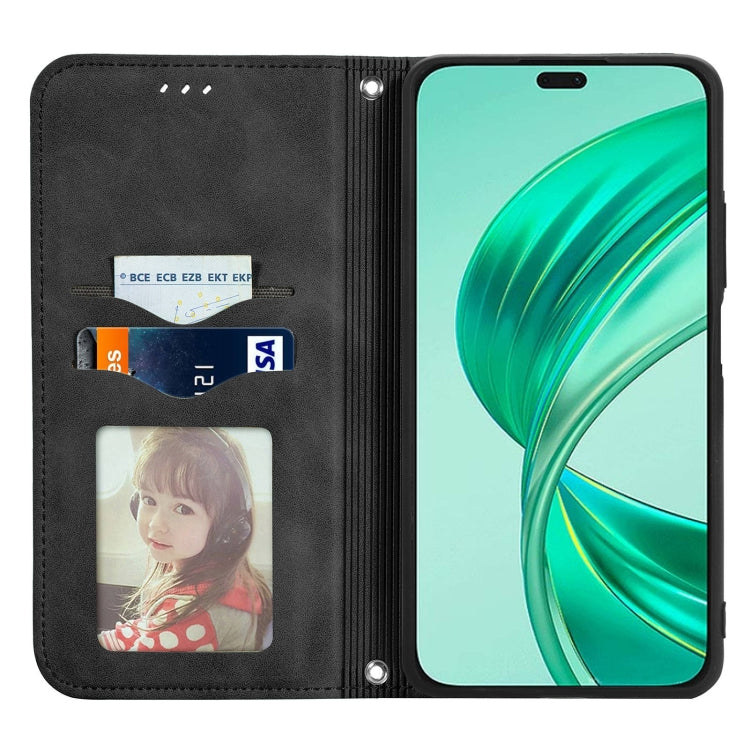 For Honor X8b Retro Skin Feel Magnetic Flip Leather Phone Case(Black)