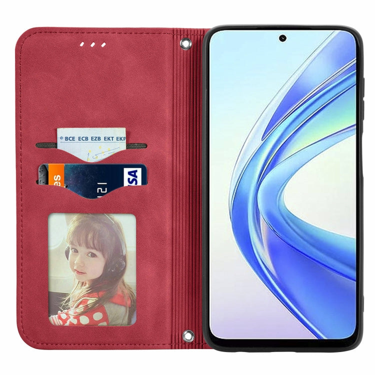 For Honor X8b Retro Skin Feel Magnetic Flip Leather Phone Case(Red)