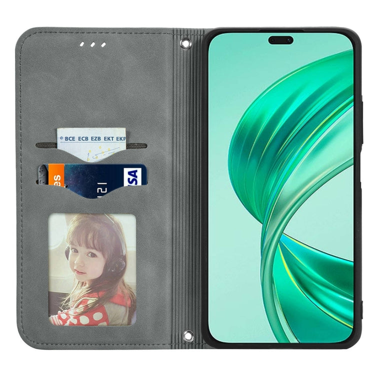 For Honor X8b Retro Skin Feel Magnetic Flip Leather Phone Case(Grey)