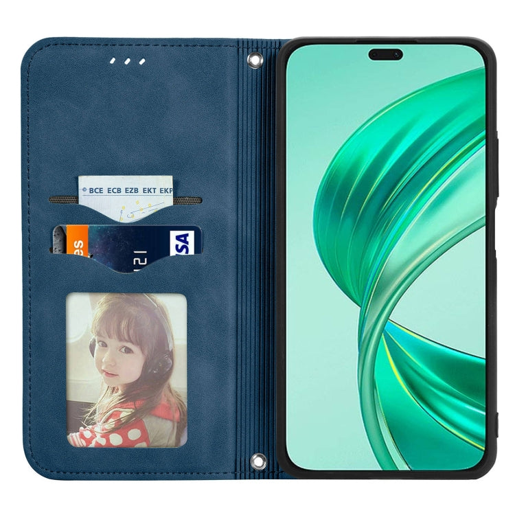 For Honor X8b Retro Skin Feel Magnetic Flip Leather Phone Case(Blue)