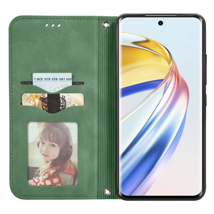 For Honor X9b Retro Skin Feel Magnetic Flip Leather Phone Case(Green)