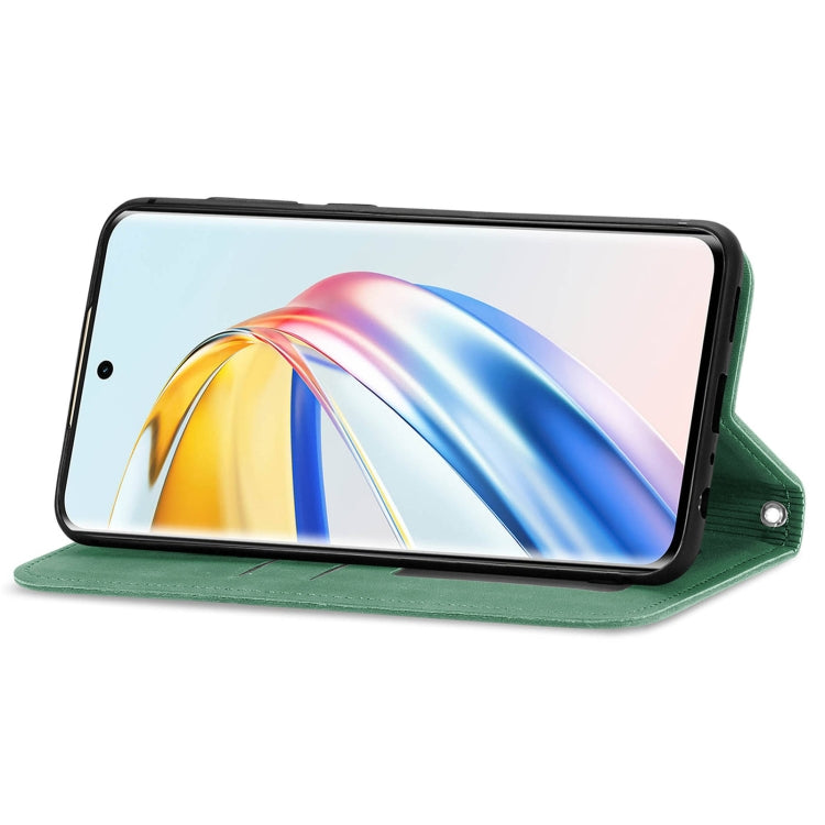 For Honor X9b Retro Skin Feel Magnetic Flip Leather Phone Case(Green)