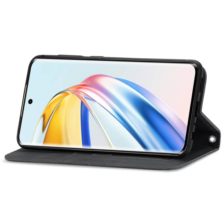 For Honor X9b Retro Skin Feel Magnetic Flip Leather Phone Case(Black)