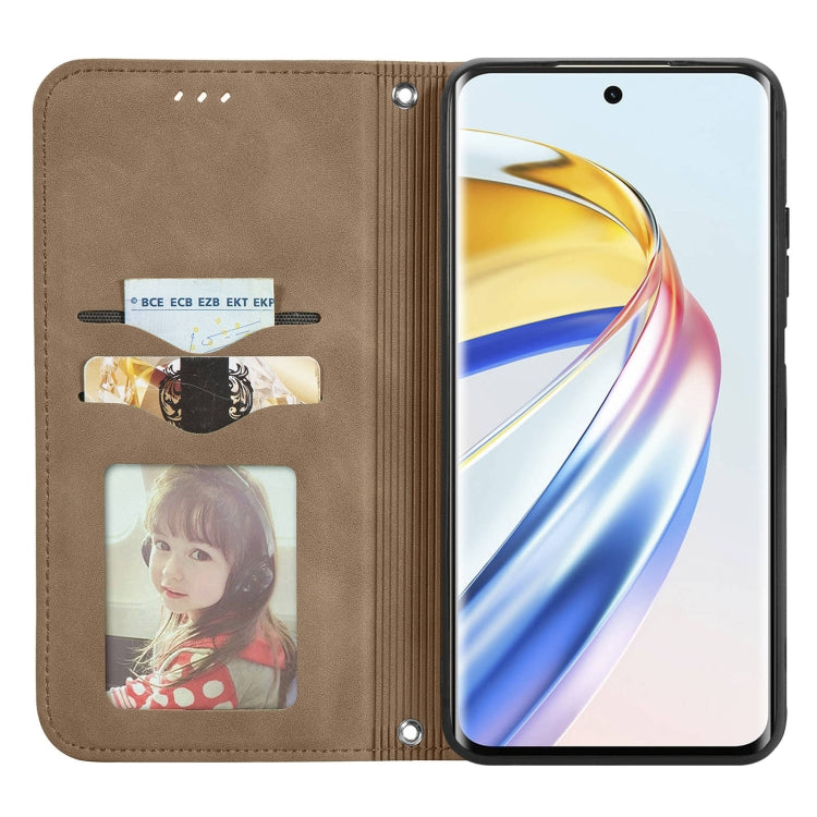 For Honor X9b Retro Skin Feel Magnetic Flip Leather Phone Case(Brown)