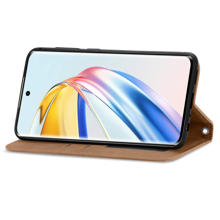 For Honor X9b Retro Skin Feel Magnetic Flip Leather Phone Case(Brown)