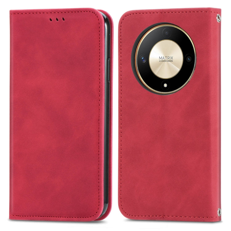 For Honor X9b Retro Skin Feel Magnetic Flip Leather Phone Case(Red)