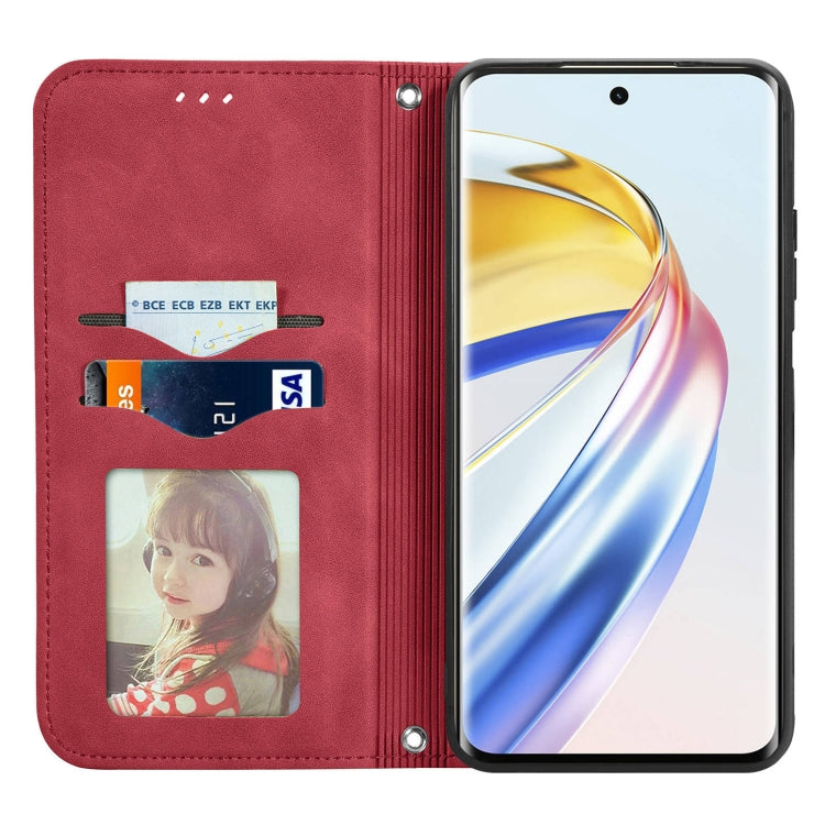 For Honor X9b Retro Skin Feel Magnetic Flip Leather Phone Case(Red)