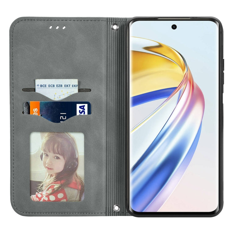 For Honor X9b Retro Skin Feel Magnetic Flip Leather Phone Case(Grey)