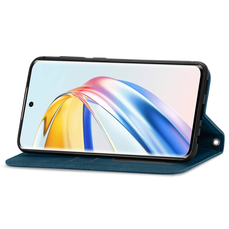 For Honor X9b Retro Skin Feel Magnetic Flip Leather Phone Case(Blue)