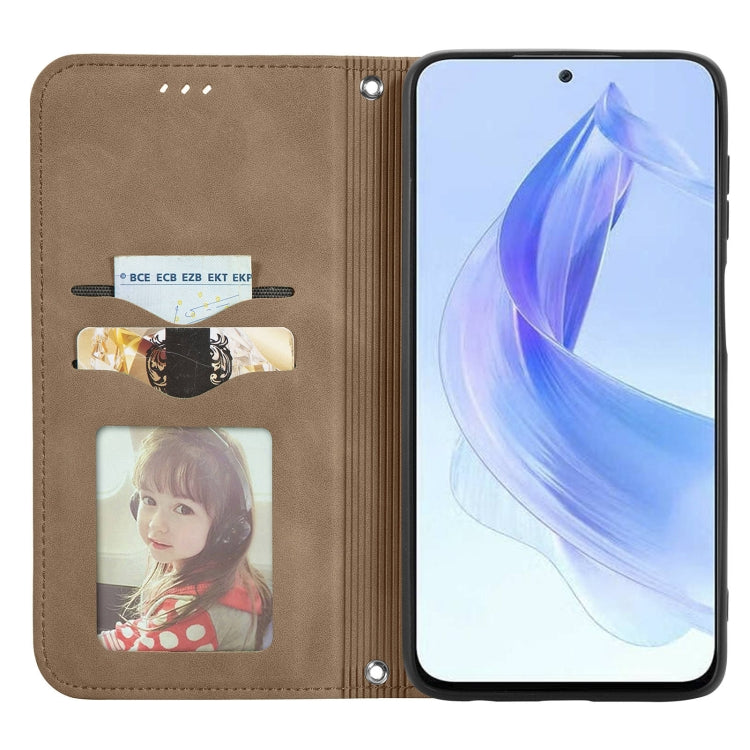 For Honor X50i Retro Skin Feel Magnetic Flip Leather Phone Case(Brown)