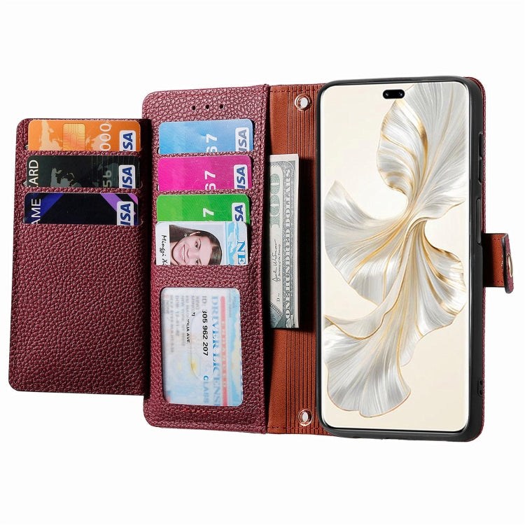 For Honor 100 Pro 5G Love Zipper Lanyard Leather Phone Case(Red)