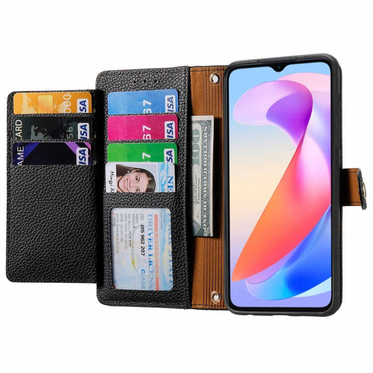 For Honor X6a Love Zipper Lanyard Leather Phone Case(Black)