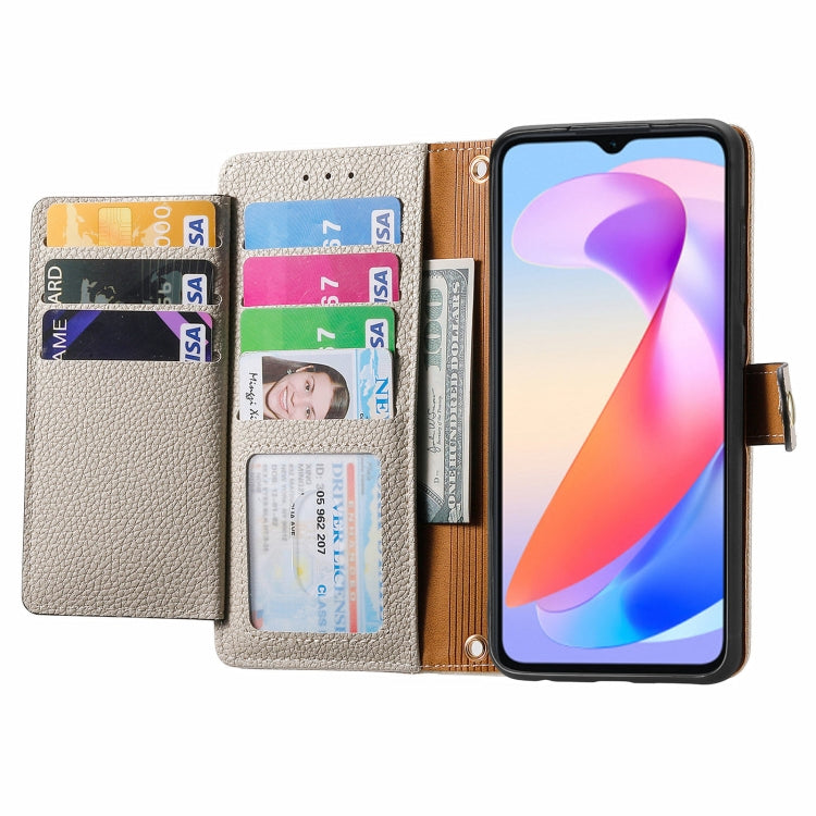 For Honor X6a Love Zipper Lanyard Leather Phone Case(Gray)