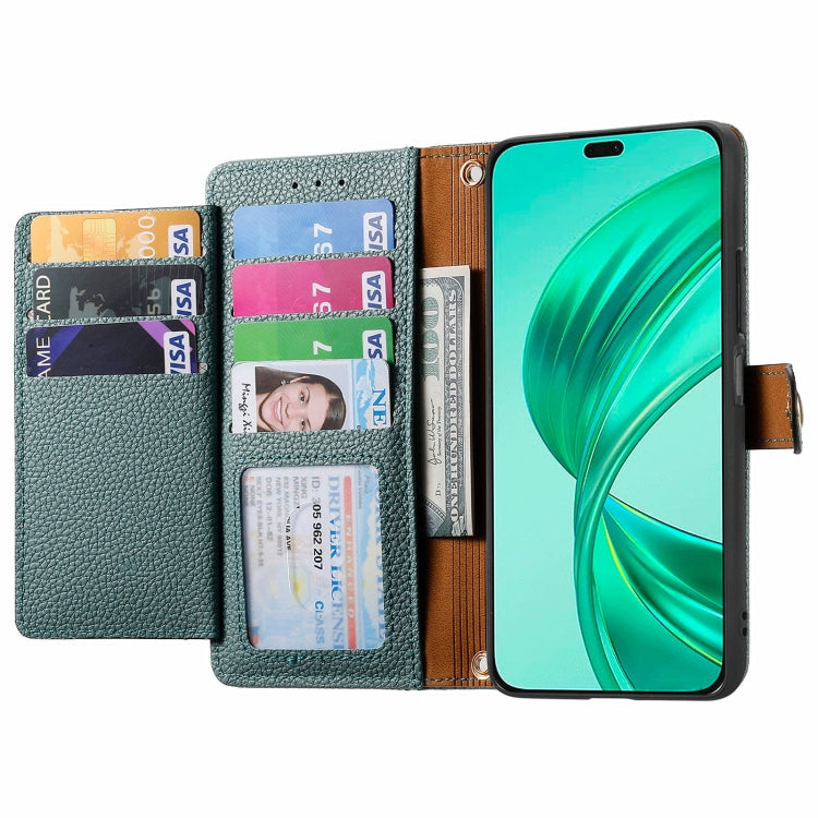 For Honor X8B Love Zipper Lanyard Leather Phone Case(Green)