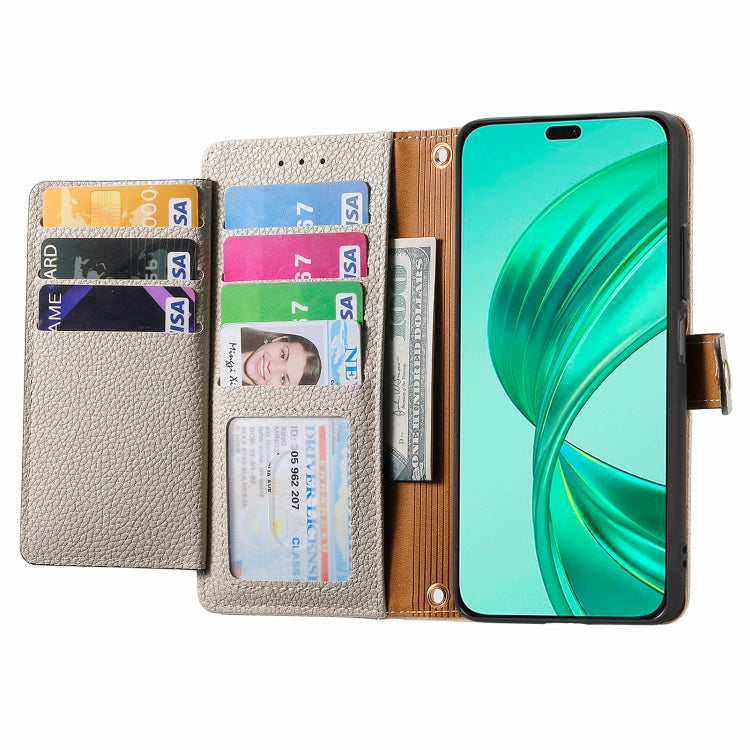 For Honor X8B Love Zipper Lanyard Leather Phone Case(Gray)