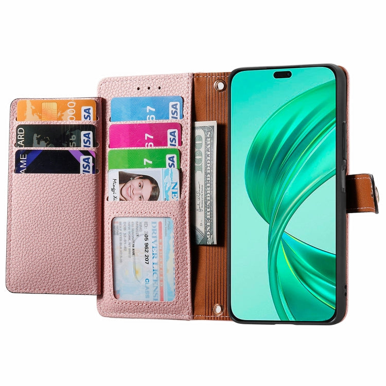 For Honor X8B Love Zipper Lanyard Leather Phone Case(Pink)