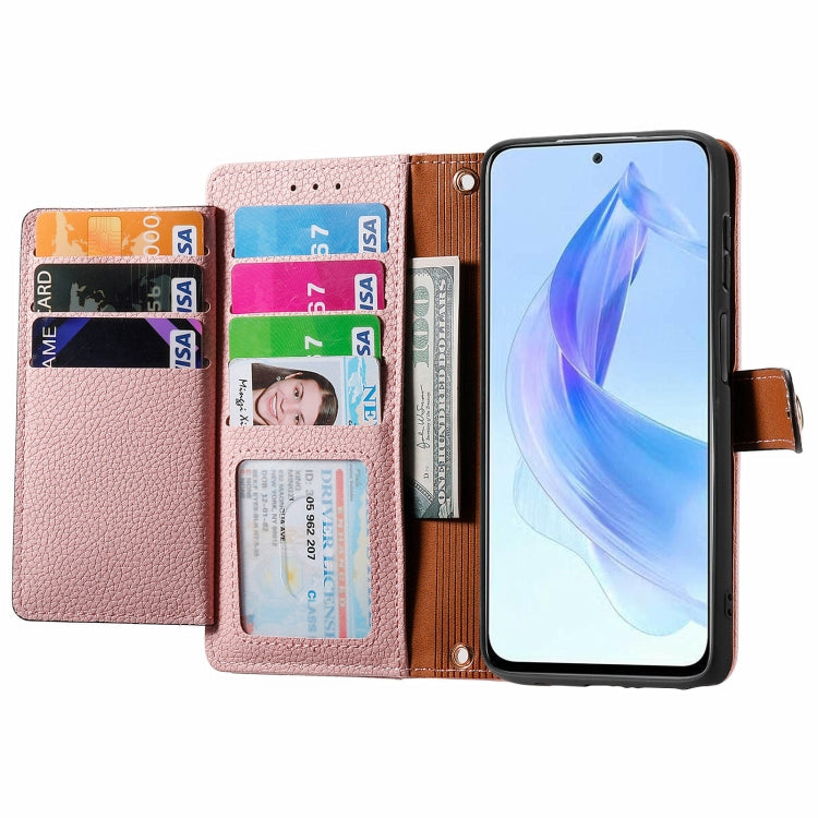 For Honor X50i Love Zipper Lanyard Leather Phone Case(Pink)