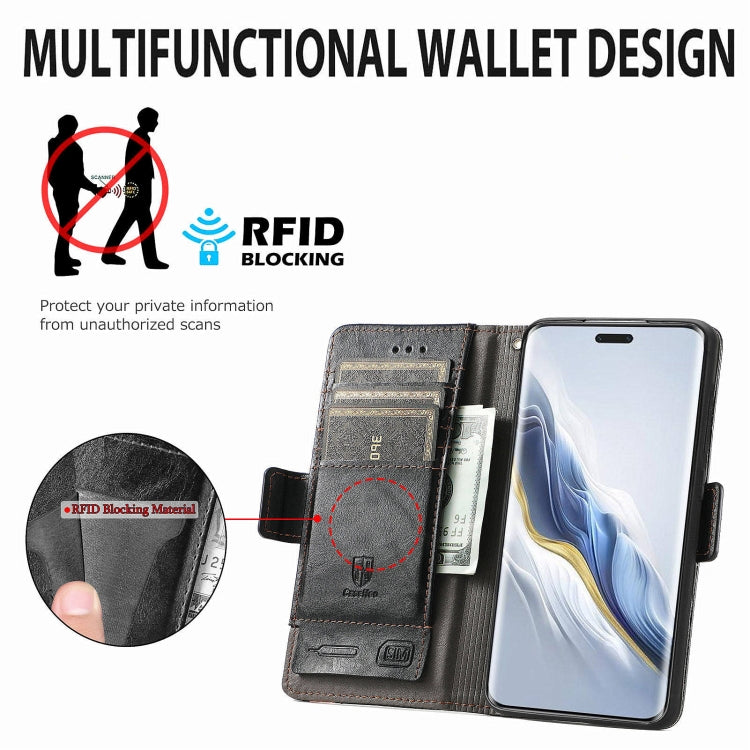 For Honor Magic6 Pro CaseNeo Splicing Dual Magnetic Buckle Leather Phone Case(Black)