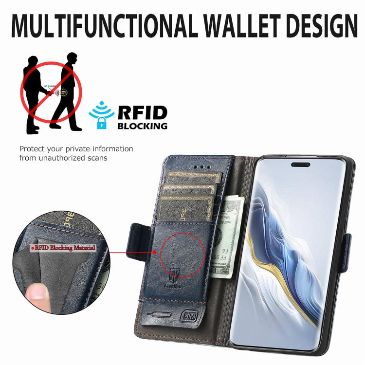 For Honor Magic6 Pro CaseNeo Splicing Dual Magnetic Buckle Leather Phone Case(Blue)