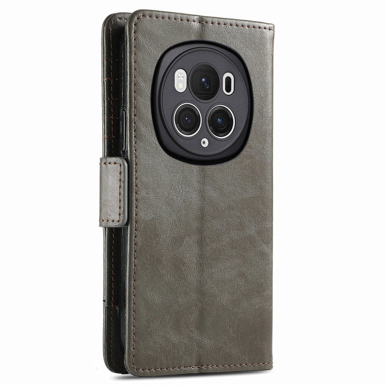 For Honor Magic6 Pro CaseNeo Splicing Dual Magnetic Buckle Leather Phone Case(Gray)