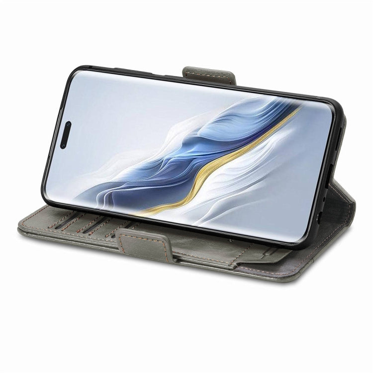 For Honor Magic6 Pro CaseNeo Splicing Dual Magnetic Buckle Leather Phone Case(Gray)