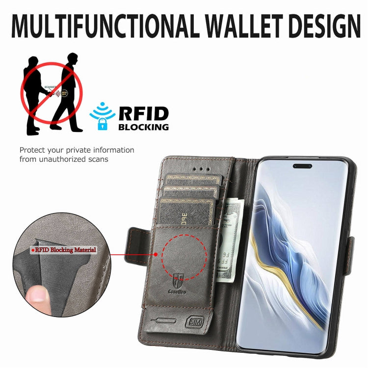 For Honor Magic6 Pro CaseNeo Splicing Dual Magnetic Buckle Leather Phone Case(Gray)