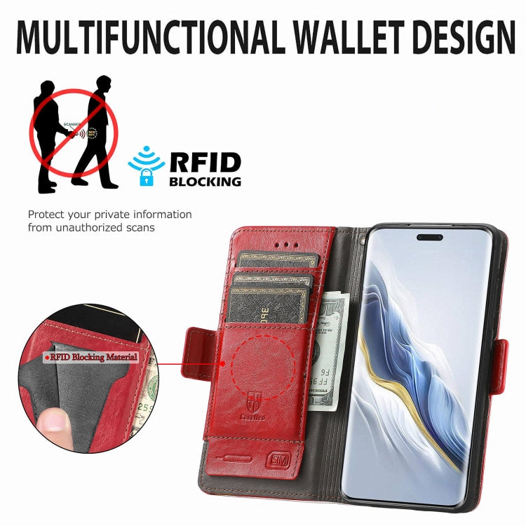 For Honor Magic6 Pro CaseNeo Splicing Dual Magnetic Buckle Leather Phone Case(Red)