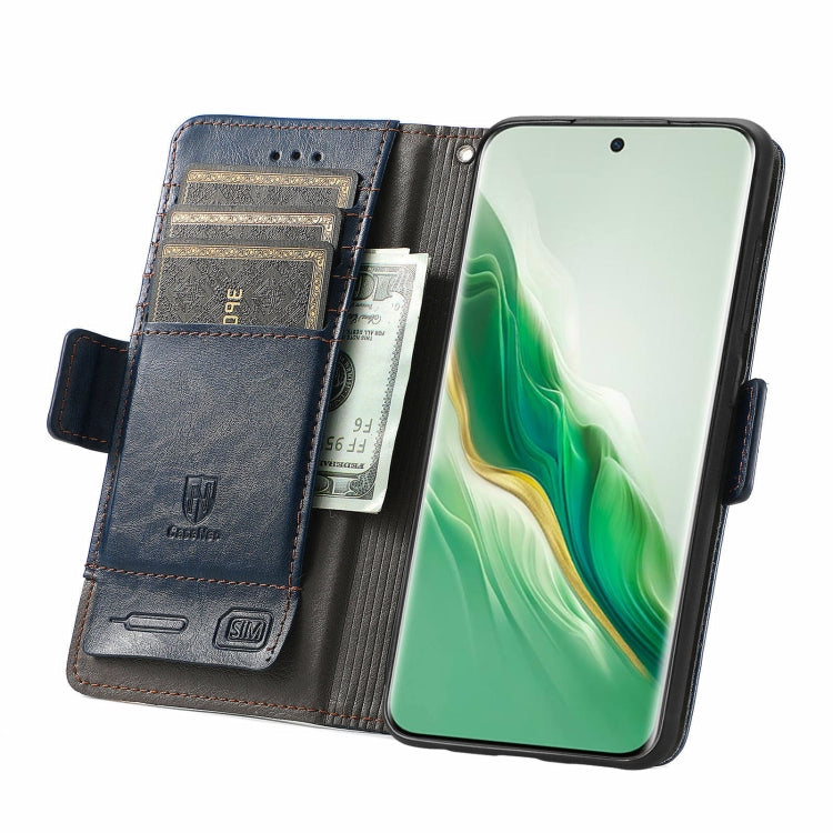 FOr Honor Magic6 CaseNeo Splicing Dual Magnetic Buckle Leather Phone Case(Blue)