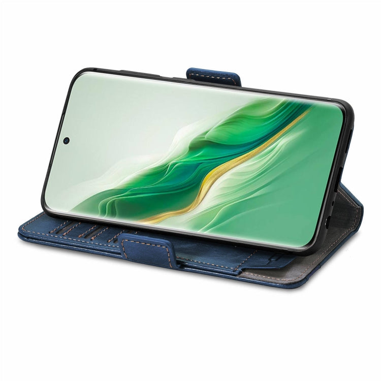 FOr Honor Magic6 CaseNeo Splicing Dual Magnetic Buckle Leather Phone Case(Blue)