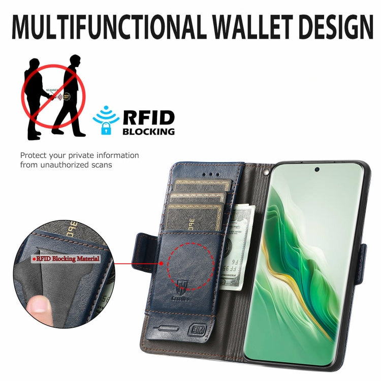 FOr Honor Magic6 CaseNeo Splicing Dual Magnetic Buckle Leather Phone Case(Blue)