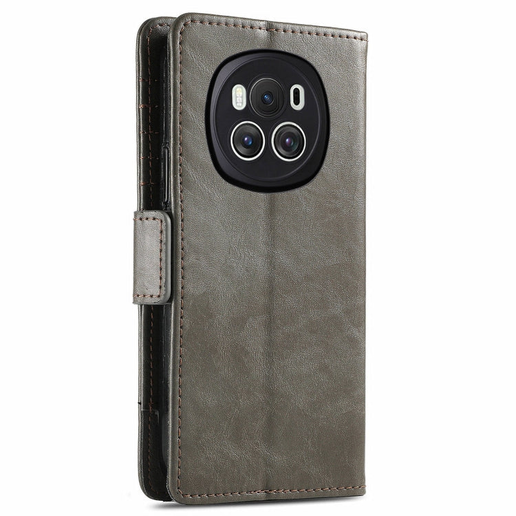 FOr Honor Magic6 CaseNeo Splicing Dual Magnetic Buckle Leather Phone Case(Gray)