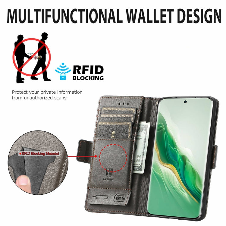 FOr Honor Magic6 CaseNeo Splicing Dual Magnetic Buckle Leather Phone Case(Gray)