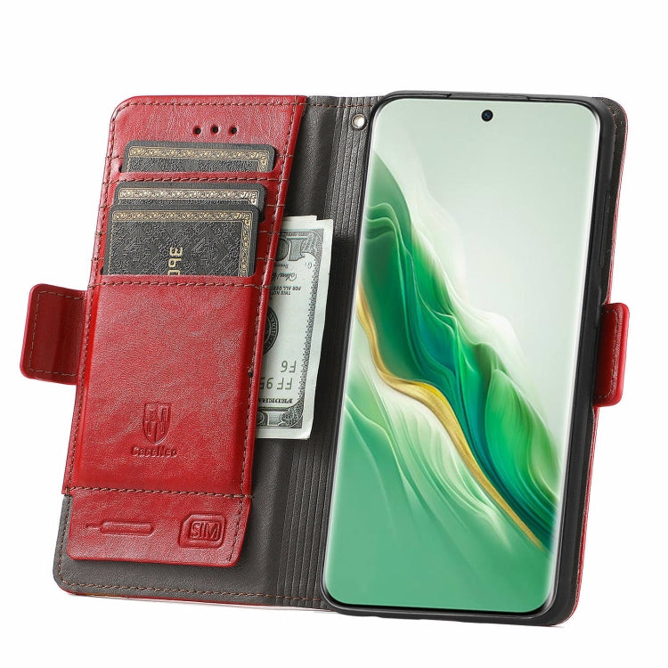 FOr Honor Magic6 CaseNeo Splicing Dual Magnetic Buckle Leather Phone Case(Red)