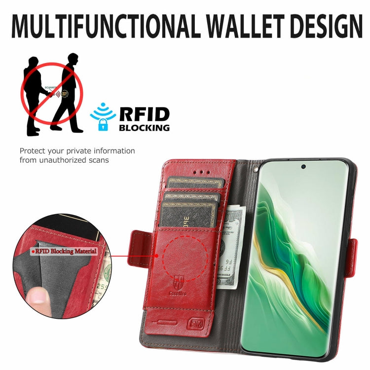 FOr Honor Magic6 CaseNeo Splicing Dual Magnetic Buckle Leather Phone Case(Red)